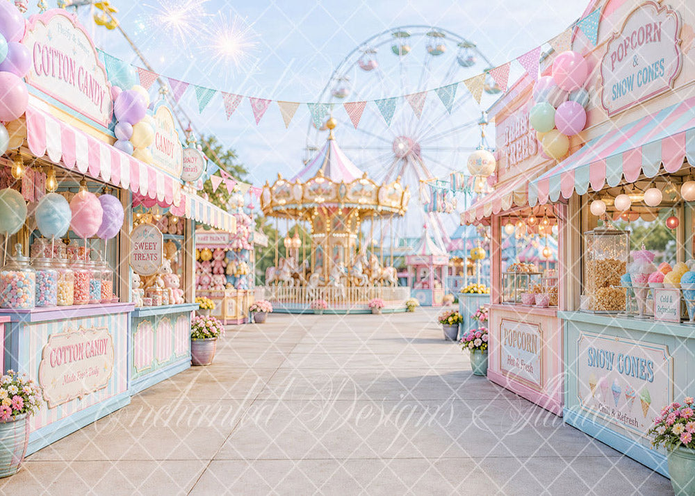 Avezano Pastel Carnival Fairground Backdrop Designed By Enchanted Design Studio