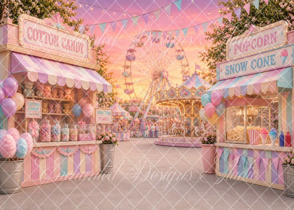 Avezano Sunset Candy Carnival Booth Backdrop Designed By Enchanted Design Studio