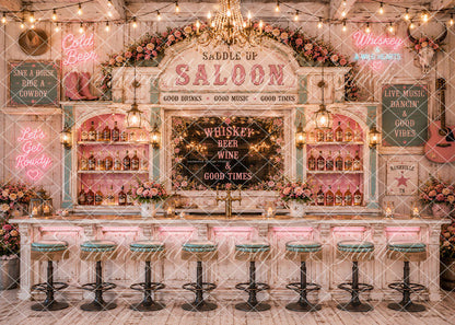 Avezano Pink Western Saloon Bar Backdrop Designed By Enchanted Design Studio