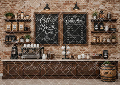 Avezano Vintage Brick Coffee Shop Backdrop Designed By Enchanted Design Studio