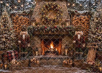 Avezano Rustic Stone Fireplace Christmas Backdrop Designed By Enchanted Design Studio