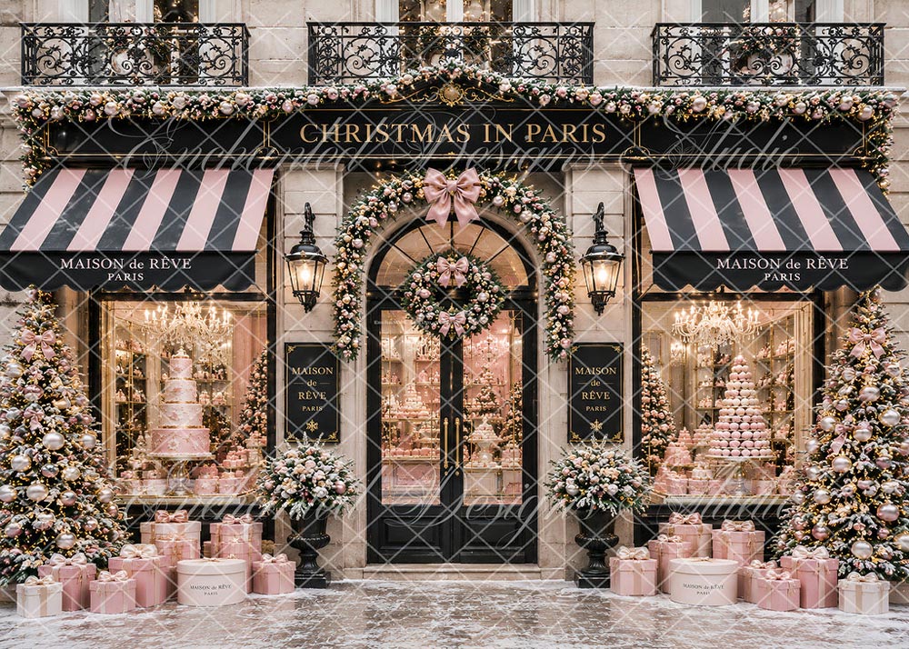 Avezano Paris Christmas Bakery Shop Backdrop Designed By Enchanted Design Studio