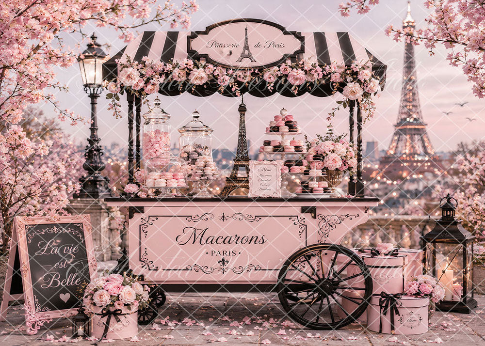 Avezano Paris Macaron Candy Cart Backdrop Designed By Enchanted Design Studio