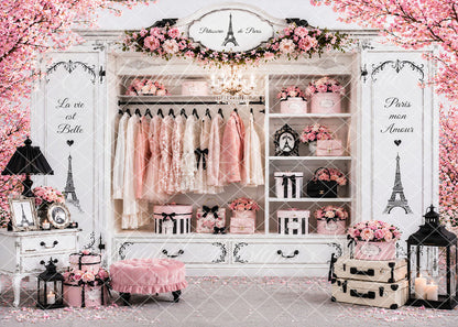 Avezano Vintage Paris Closet Floral Backdrop Designed By Enchanted Design Studio