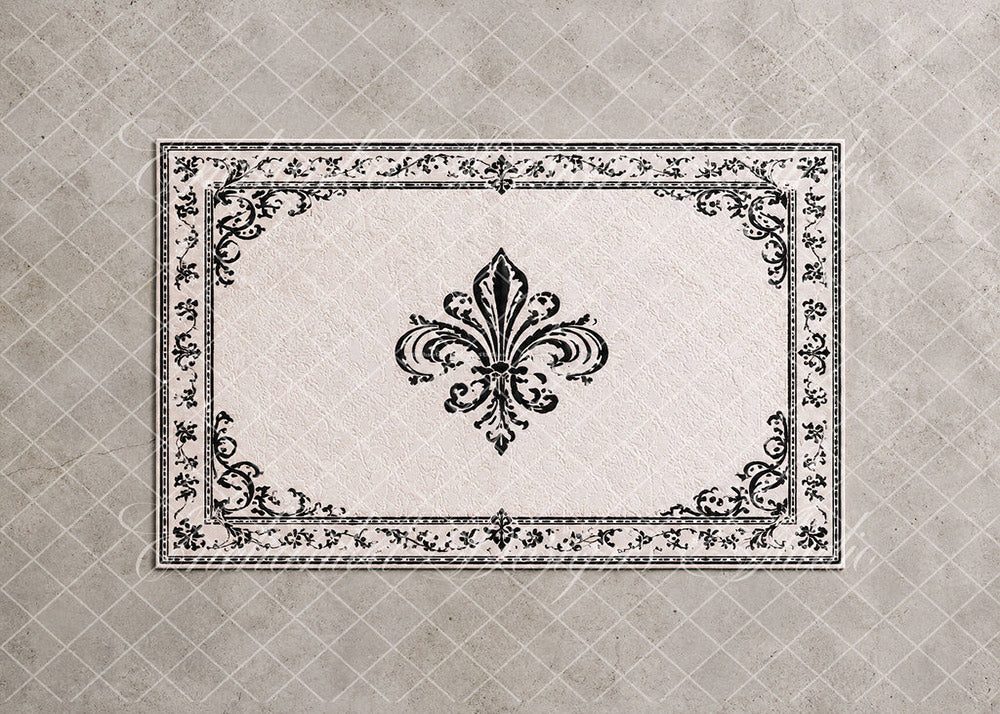 Avezano Vintage Fleur-de-lis Rug Floor Backdrop Designed By Enchanted Design Studio