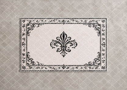 Avezano Vintage Fleur-de-lis Rug Floor Backdrop Designed By Enchanted Design Studio