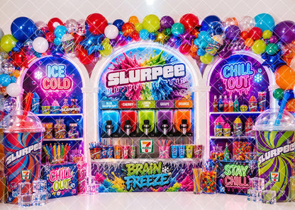 Avezano Slurpee Neon Party Backdrop Designed By Enchanted Design Studio