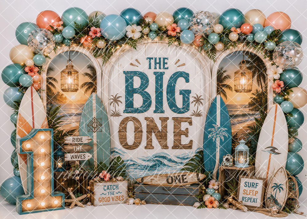 VIP Avezano Surfboard Beach 1st Birthday Photography Backdrop Designed By Enchanted Design Studio