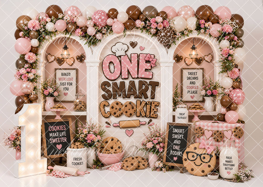 Avezano Pink Smart Cookie One Backdrop Designed By Enchanted Design Studio