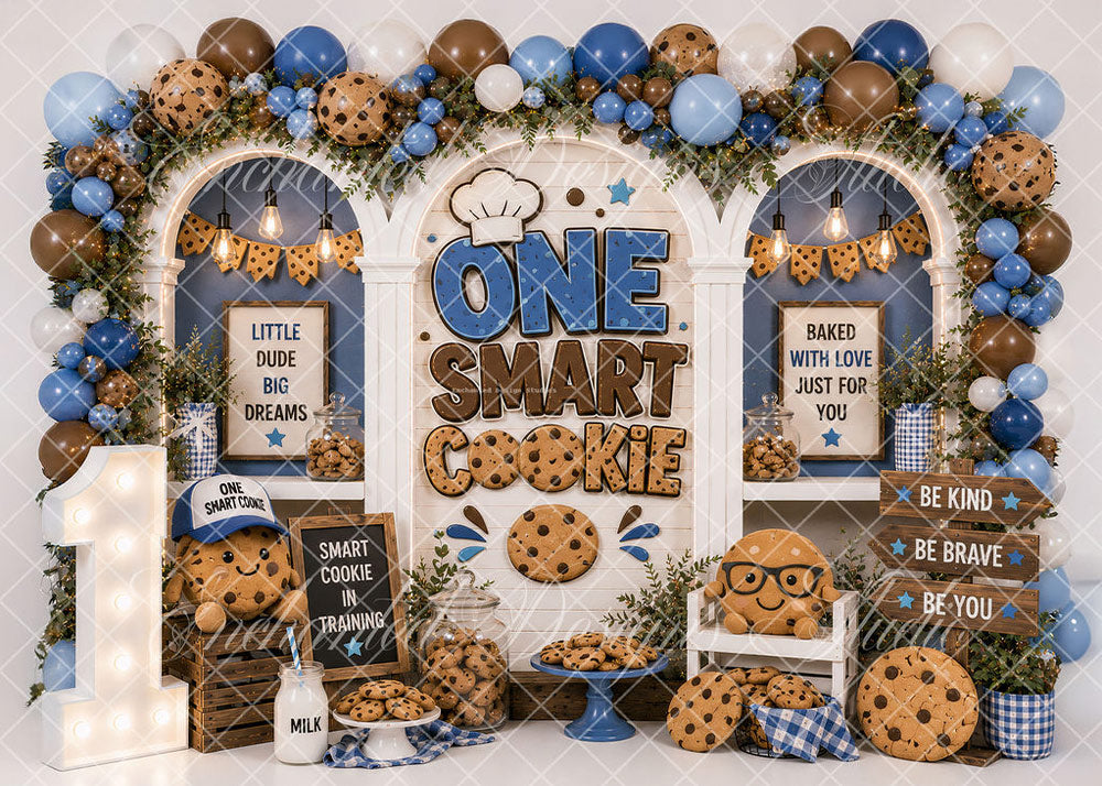 Avezano Blue Smart Cookie One Backdrop Designed By Enchanted Design Studio