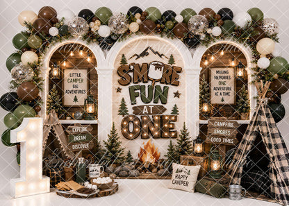 Avezano Camping S'more Fun At One Backdrop Designed By Enchanted Design Studio