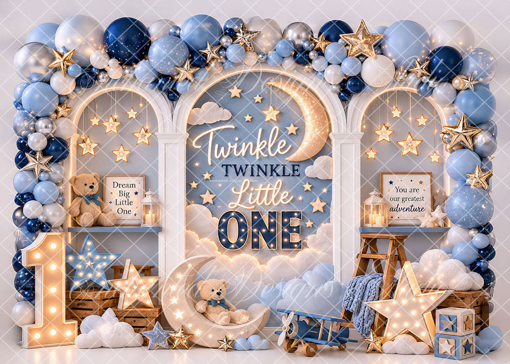 Avezano Light Blue Twinkle Little One Backdrop Designed By Enchanted Design Studio