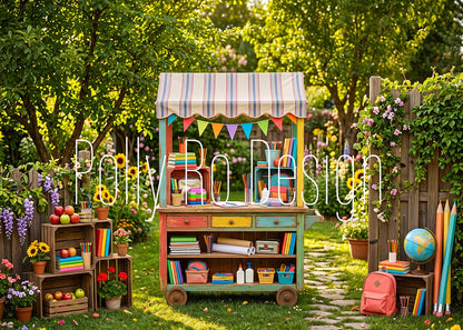 Avezano Garden School Cart Photography Backdrop Designed By Polly Ro Design