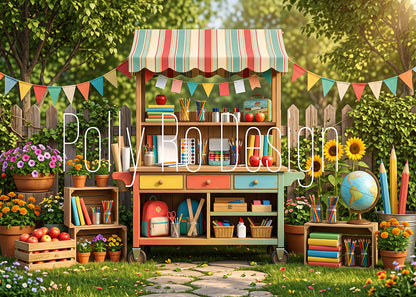 Avezano Back‑to‑School Garden Cart Photography Backdrop Designed By Polly Ro Design