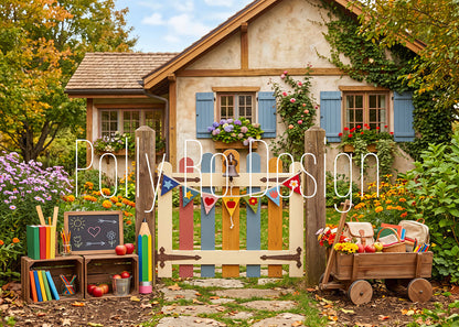 Avezano Cottage Farmhouse School Photography Backdrop Designed By Polly Ro Design