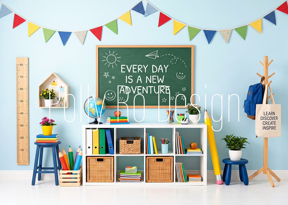 Avezano Blue Wall Classroom Decor Photography Backdrop Designed By Polly Ro Design