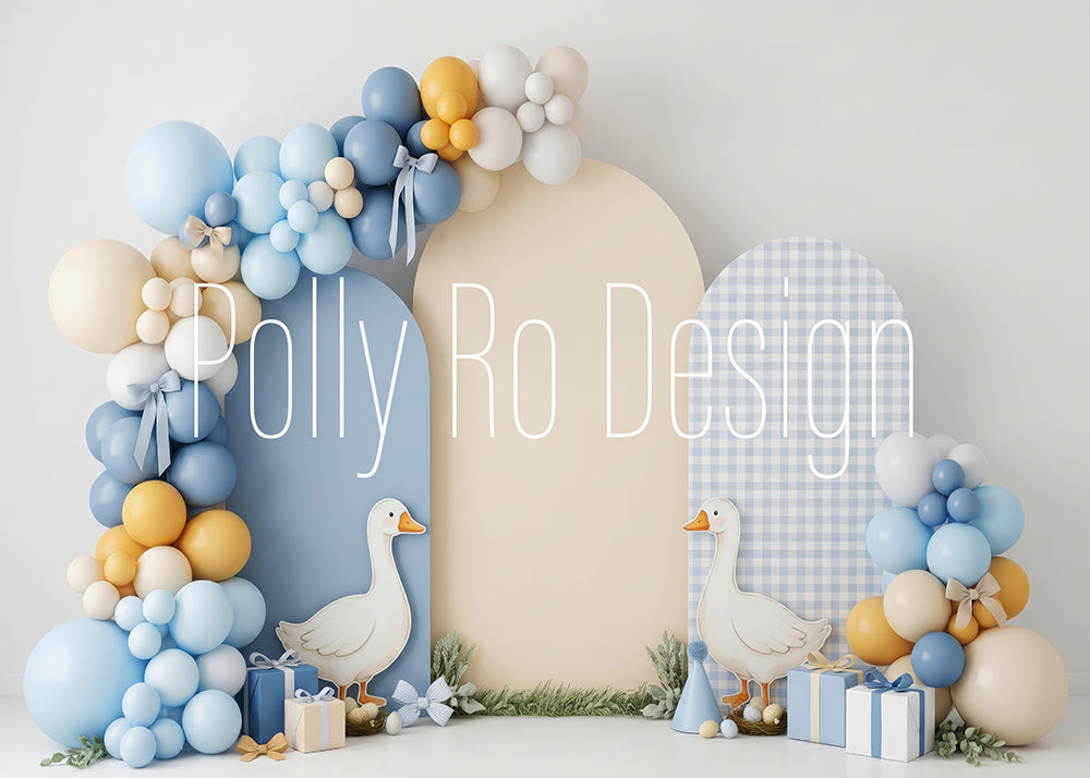 Avezano Blue Duck Balloon Arch Photography Backdrop Designed By Polly Ro Design