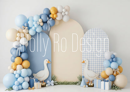 Avezano Blue Duck Balloon Arch Photography Backdrop Designed By Polly Ro Design
