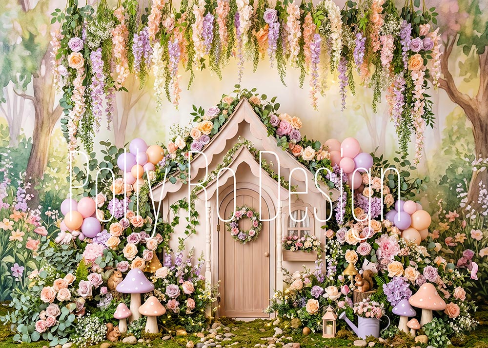 Toile de fond pour photographie de baiser de roses et de ballons de la Saint-Valentin d'Avezano conçue par Polly Ro Design