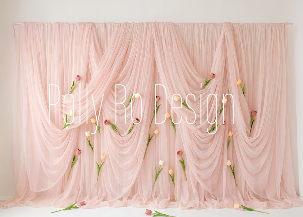 Avezano Tulip Pink Tulle Photography Backdrop Designed By Polly Ro Design