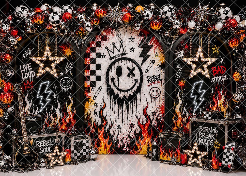 Avezano Punk Flame Rebel Theme Backdrop Designed By Enchanted Design Studio