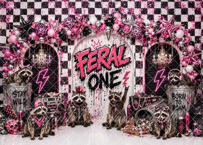Avezano Punk Raccoon Feral One Birthday Backdrop Designed By Enchanted Design Studio