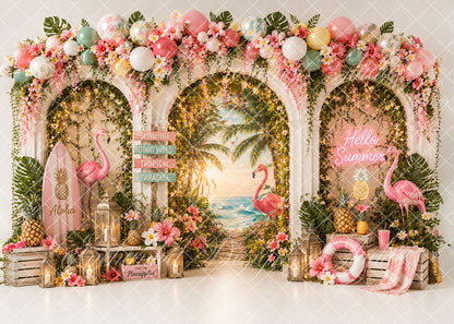Avezano Tropical Flamingo Summer Beach Backdrop Designed By Enchanted Design Studio