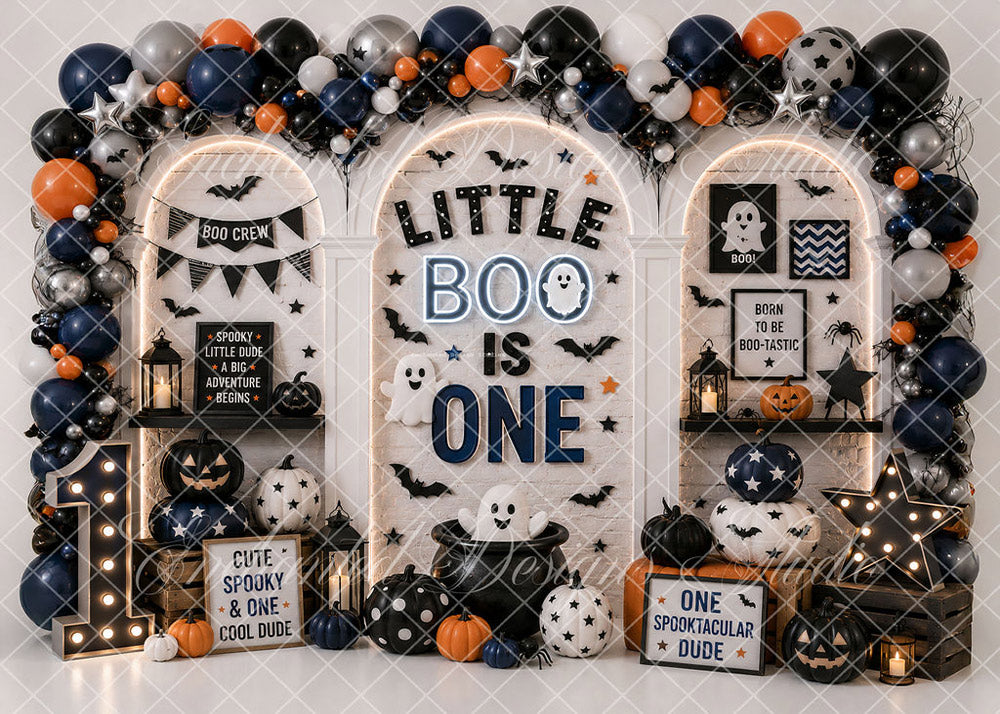 Avezano Navy Blue Halloween Little Boo Theme Backdrop Designed By Enchanted Design Studio