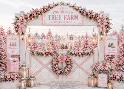 Avezano Pink Christmas Tree Farm Backdrop Designed By Enchanted Design Studio