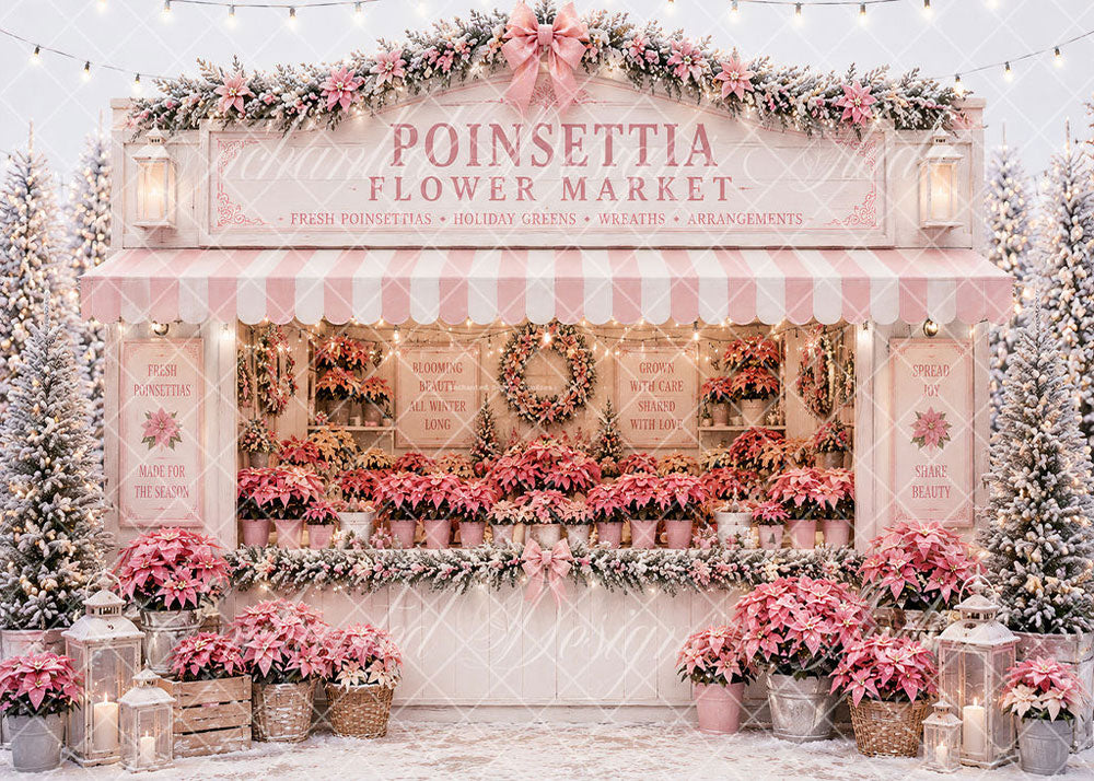 Avezano Pink Poinsettia Flower Market Backdrop Designed By Enchanted Design Studio