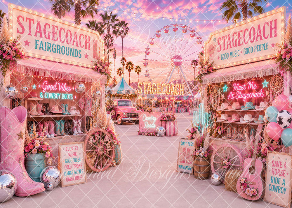 Avezano Pink Stagecoach Fairground Backdrop Designed By Enchanted Design Studio