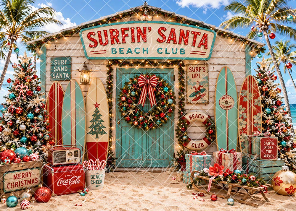 Avezano Surfin Santa Beach Hut Backdrop Designed By Enchanted Design Studio