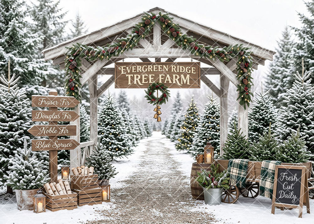 Avezano Evergreen Tree Farm Entrance Backdrop Designed By Enchanted Design Studio