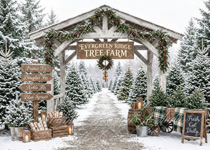 Avezano Evergreen Tree Farm Entrance Backdrop Designed By Enchanted Design Studio