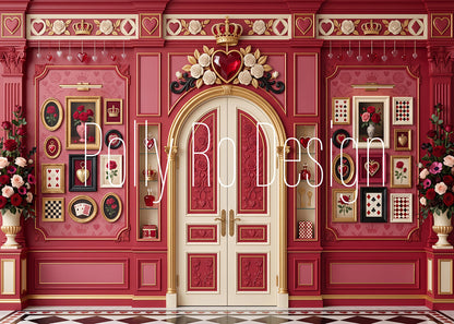 Avezano Valentine's Day Red Heart Royal Door Photography Backdrop Designed By Polly Ro Design