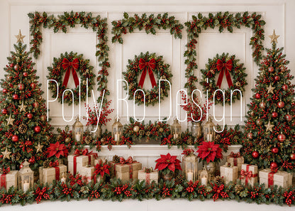 Avezano Wreath Christmas Mantel Photography Backdrop Designed By Polly Ro Design