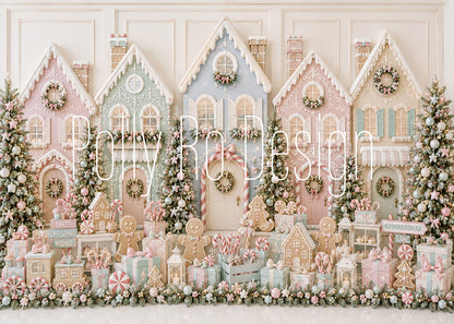 Avezano Gingerbread Christmas Village Photography Backdrop Designed By Polly Ro Design