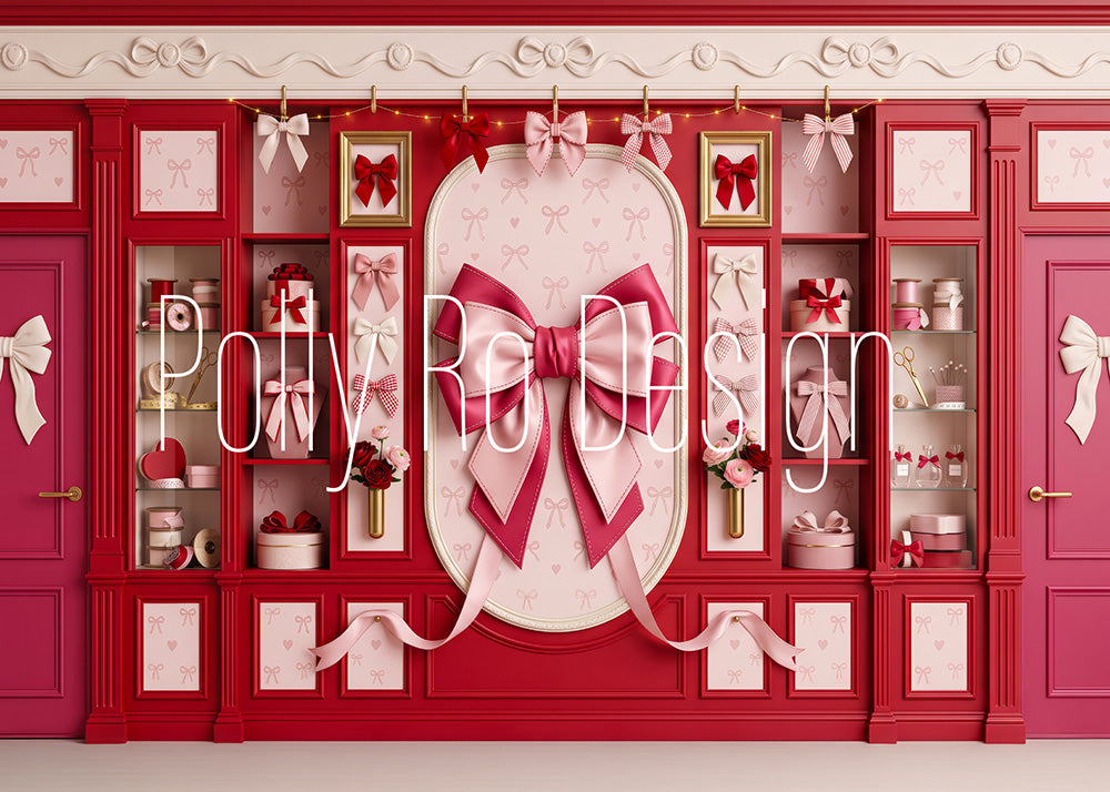 Toile de fond pour photographie de baiser de roses et de ballons de la Saint-Valentin d'Avezano conçue par Polly Ro Design