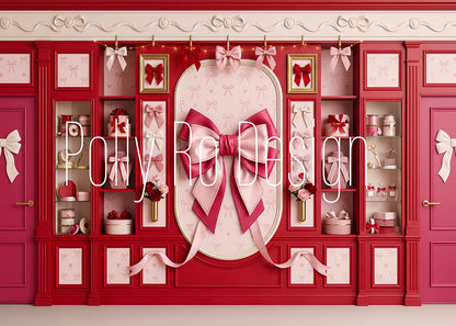 Toile de fond pour photographie de baiser de roses et de ballons de la Saint-Valentin d'Avezano conçue par Polly Ro Design