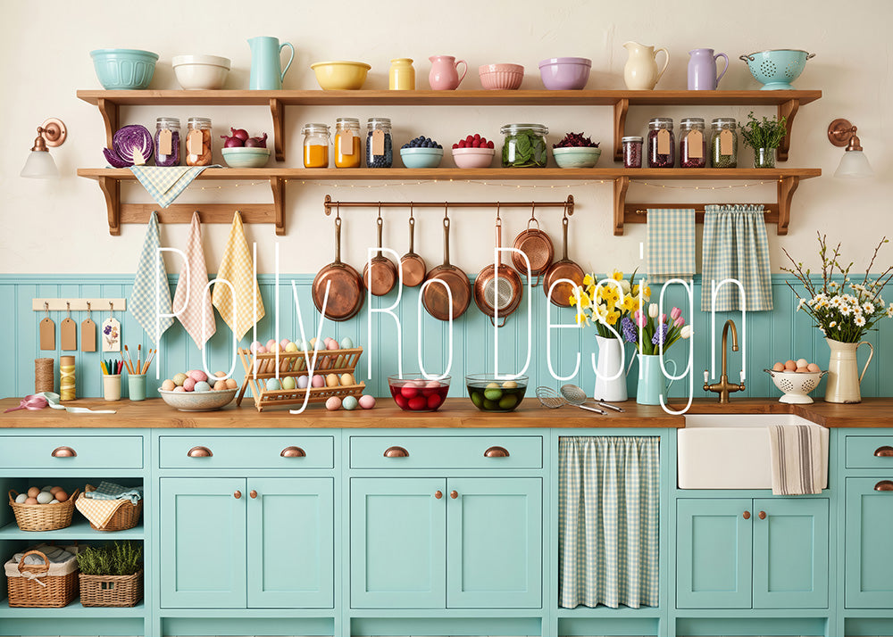 Avezano Mint Vintage Kitchen Photography Backdrop Designed By Polly Ro Design