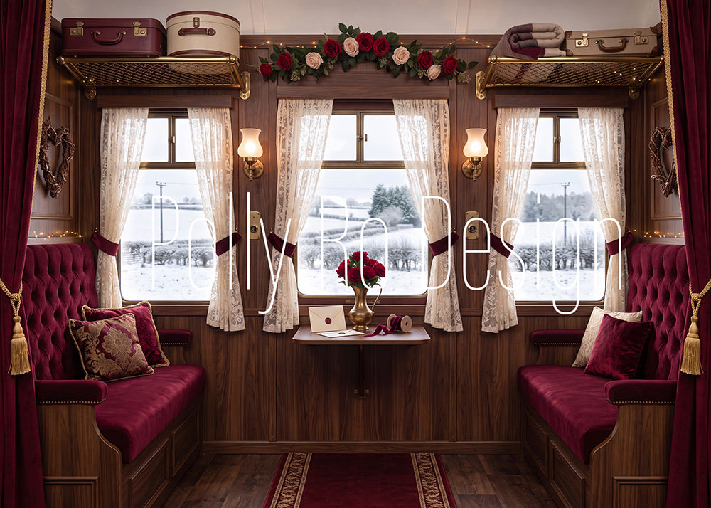 Avezano Valentine's Day Vintage Train Carriage Photography Backdrop Designed By Polly Ro Design (Copy)