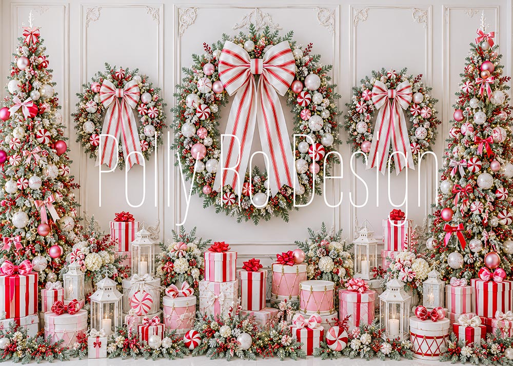 Avezano Peppermint Christmas Scene Photography Backdrop Designed By Polly Ro Design