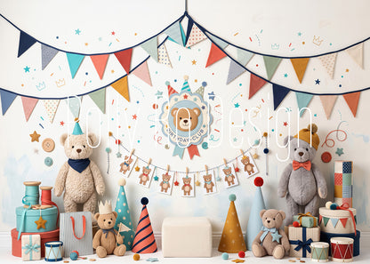 Avezano Bear Birthday Party Photography Backdrop Designed By Polly Ro Design