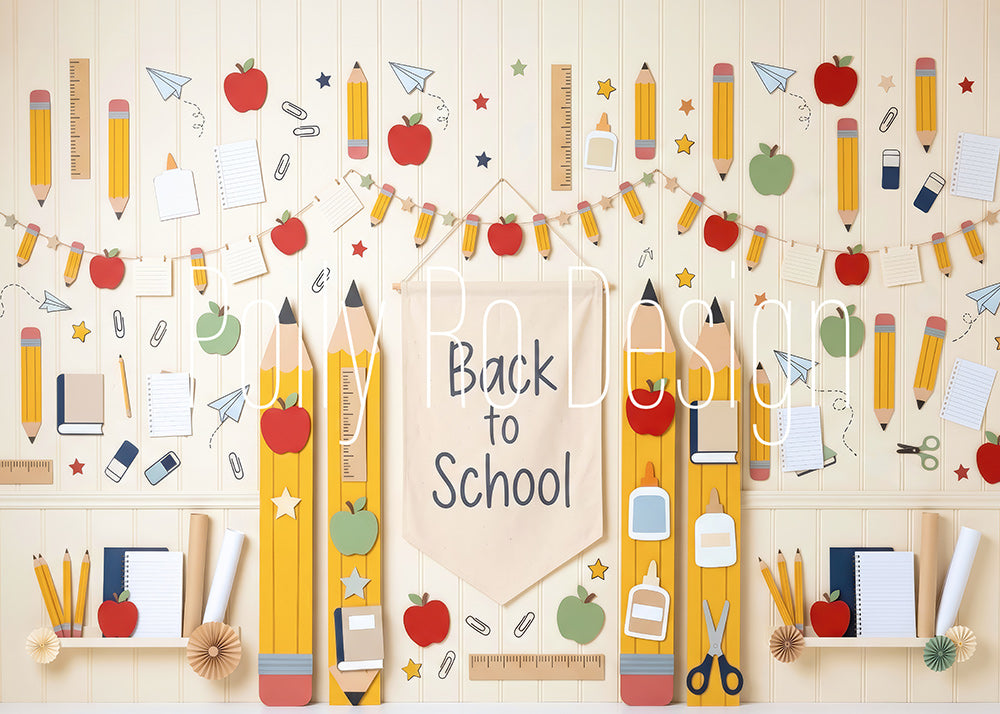Avezano Pencil Back to School Photography Backdrop Designed By Polly Ro Design
