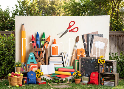 Avezano Outdoor School Supply Photography Backdrop Designed By Polly Ro Design