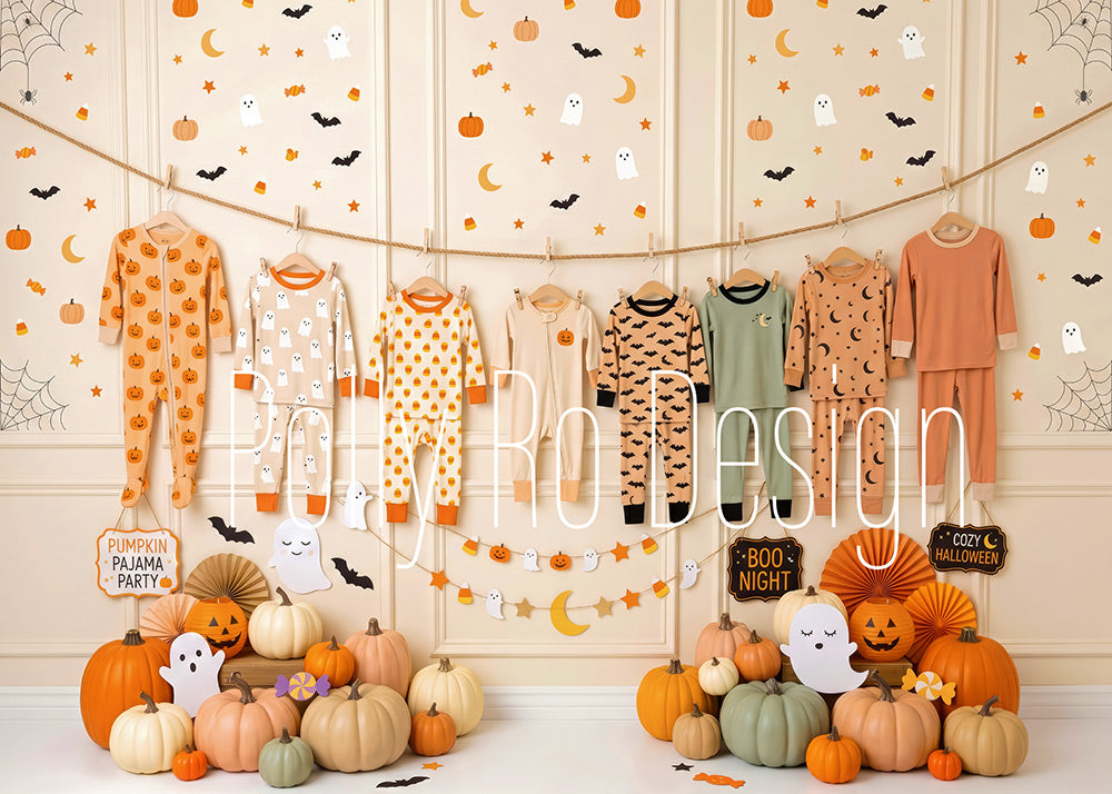 Avezano Halloween Kids Pajama Party Photography Backdrop Designed By Polly Ro Design