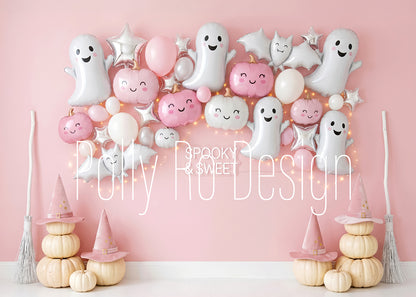 Avezano Pink Ghost Pumpkin Halloween Photography Backdrop Designed By Polly Ro Design