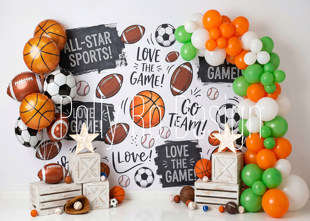 Avezano All-Star Sports Ball Photography Backdrop Designed By Polly Ro Design