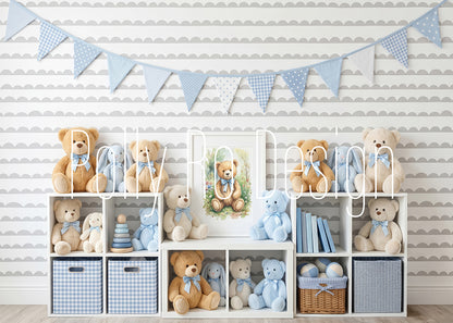 Avezano Blue Teddy Bear Nursery Photography Backdrop Designed By Polly Ro Design