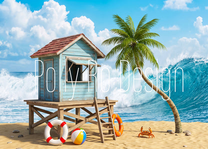 Avezano Beach Lifeguard Tower Photography Backdrop Designed By Polly Ro Design